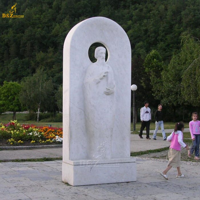 Garden outdoor decoration white marble St. Sava statue DZM-1621