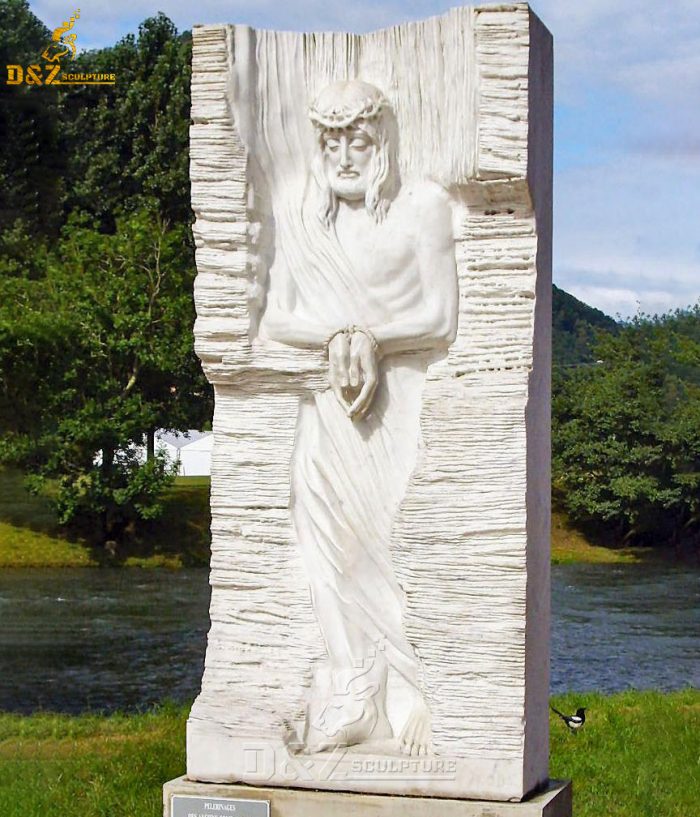 White Marble Carved Jesus is condemned to death 1 Marble Statue DZM-1604